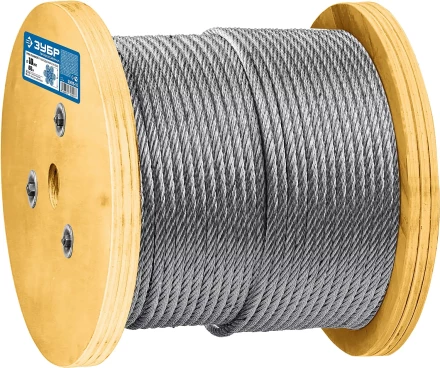 ЗУБР DIN 3060, свивка 6 х 19 + IWR, 10 мм, L 60 м, грузоподъемный стальной трос, Профессионал (30415-10) купить в Урае