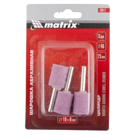 Шарошка абразивная цилиндр 19 x 25 x 6 мм F46 3 штуки MATRIX 76017 купить в Урае