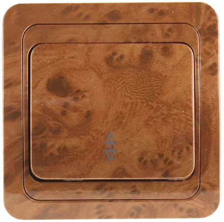 Выключатель СВЕТОЗАР &quot;ГАММА&quot; проходной, одноклавишный, цвет орех, 10A/~250B SV-54137-N купить в Урае