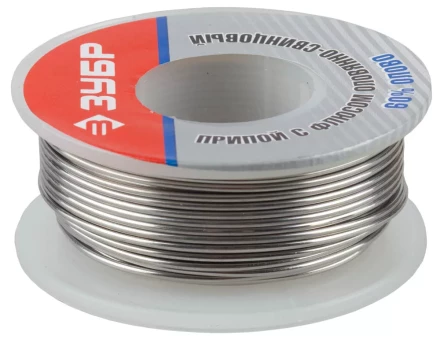 Припой ЗУБР оловянно-свинцовый, 60% Sn / 40% Pb, 100гр 55420-100 купить в Урае