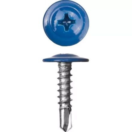 Саморезы ЗУБР с прессшайбой и сверлом по листовому металлу до 2мм, окрашенные в RAL-5005, PH2, 4,2х16мм, 500шт 300211-42-016-5005 купить в Урае