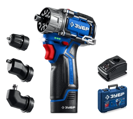 ЗУБР КОМБИ #2, 12 В, 45 Н·м, 1 АКБ тип Т7 (2 А·ч), модульная дрель-шуруповерт, BRUSHLESS, кейс, Профессионал (DB-125-21) купить в Урае