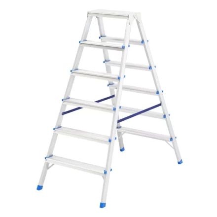 Стремянка двусторонняя 6 ступеней алюминиевая Сибртех 97926 купить в Урае