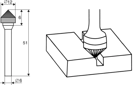 Борфреза Коническая 90 градусов K 6х12 Энкор 21716 купить в Урае