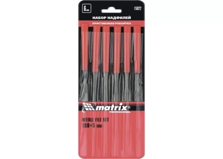 Набор надфилей 180 х 5мм 6 шт пластиковые рукоятки MATRIX 15822 купить в Урае