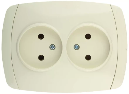 Розетка СВЕТОЗАР &quot;CITY LIGHT&quot; двойная в сборе, без заземления, цвет бежевый, 16А/~250В SV-54202-B купить в Урае