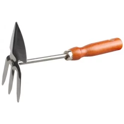 Мотыжка садовая GRINDA, сердцевидное лезвие - 3 зубца, из нержавеющей стали, деревянная ручка, 250мм 8-421139
