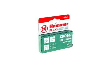 Скобы для степлера HAMMER 215-012 6мм, тип 53, 1000 шт. купить в Урае
