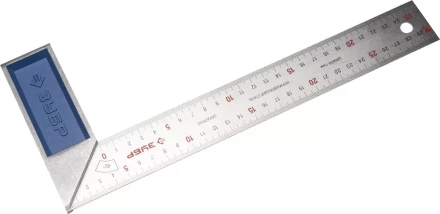 Угольник ЗУБР &quot;ЭКСПЕРТ&quot; столярный, гравированная шкала, алюминиевая рукоятка, нержавеющее полотно 37мм, 300мм 34393-30 купить в Урае