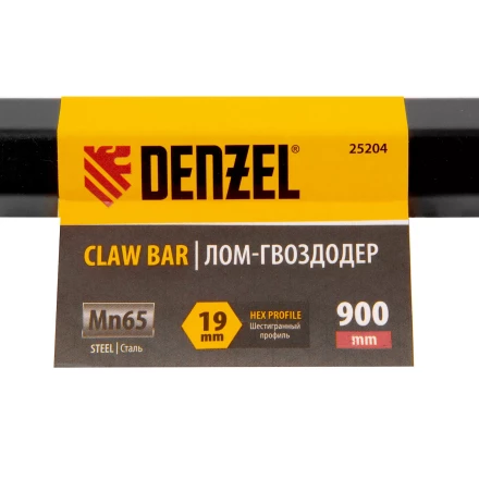 Лом-гвоздодер, 900 мм, шестигранный 19 мм, окрашенный, сталь 65// Denzel 25204 купить в Урае