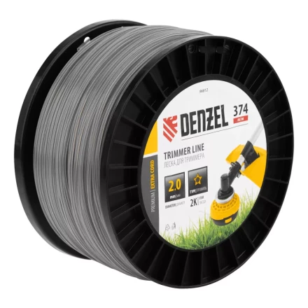 Леска для триммера двухкомпонентная звезда, 2,0мм х 374м, на DIN катушке EXTRA CORD// Denzel 96812 купить в Урае