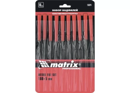 Набор надфилей 180 х 5мм 10 шт пластиковые рукоятки MATRIX 15824 купить в Урае