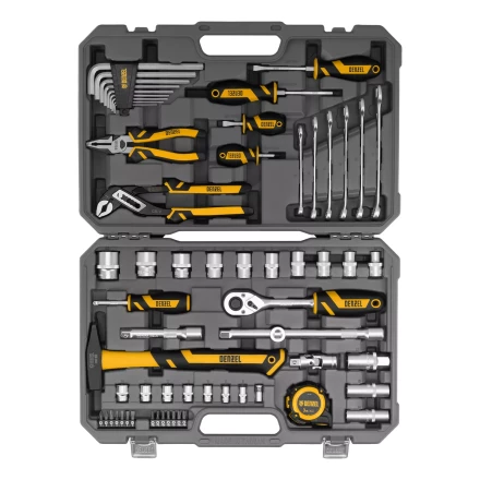 Набор инструментов Denzel 15801, 1/2&quot;, 1/4&quot;, CrV, S2, пластиковый кейс, 64 предмета купить в Урае