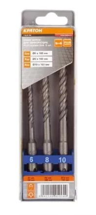 Набор буров  SDS-plus S4 3 штуки   Кратон 1 02 01 004 купить в Урае