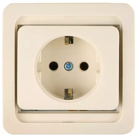 Розетка СВЕТОЗАР &quot;ГАММА&quot; одинарная, с заземлением, цвет бежевый, 16А/~250В SV-54105-B купить в Урае