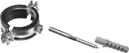 ЗУБР &quot;МАСТЕР&quot;. Хомут трубный с гайкой, оцинкованный, в комплекте с сантехнической шпилькой и дюбелем, 1 1/4&quot;, 1шт 37866-38-43 купить в Урае