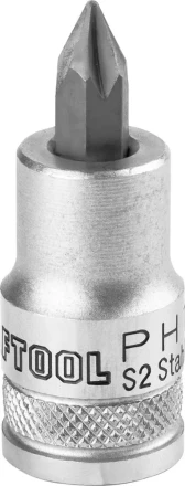 Торцовая бита-головка KRAFTOOL &quot;INDUSTRIE QUALITAT&quot;, материал S2, PHILLIPS, сатинированная, 1/2&quot;, PH1 27901-1_z01 купить в Урае