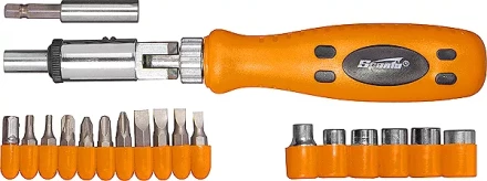 Отвертка реверсивная с шарниром + биты + головки, 19 шт  SPARTA 115545 купить в Урае