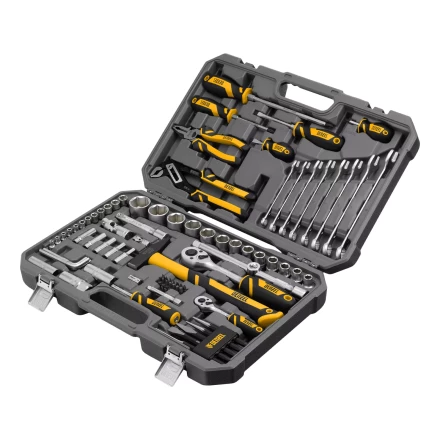 Набор инструментов Denzel 15802, 1/2&quot;, 1/4&quot;, CrV, S2, пластиковый кейс, 84 предмета купить в Урае