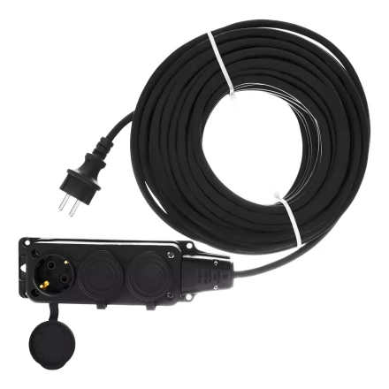 Удлинитель-шнур силовой Denzel Top Series , КГТТ, 20м, 3 розетки, 3 x 2,5 мм, 3 м 37423 купить в Урае