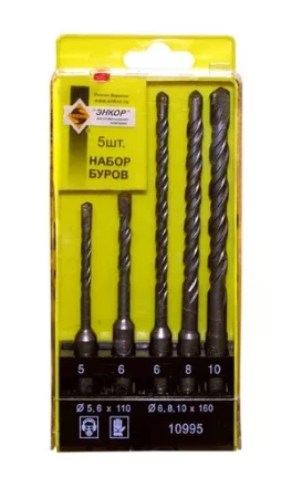 Набор буров SDS+ 5;6х110 мм 6;8;10х160 мм 5 штук пластиковый футляр Энкор 10995 купить в Урае