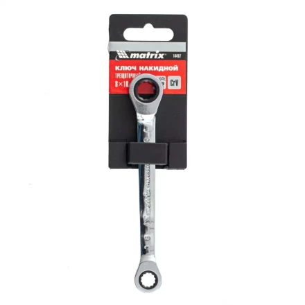 Ключ накидной трещоточный, 8 х 10 мм, CrV, зеркальный хром Matrix 14497 купить в Урае