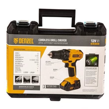 Дрель-шуруповерт аккумуляторная CDL-IB-12-02 Denzel 26111 купить в Урае