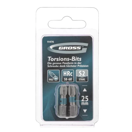 Набор бит торсионных PH3x25 мм для ударных шуруповертов 2 шт. Gross 11476 купить в Урае
