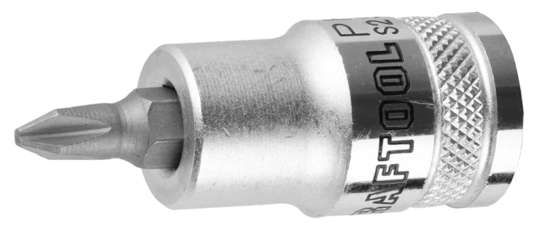 Торцовая бита-головка KRAFTOOL "INDUSTRIE QUALITAT", материал S2, PHILLIPS, сатинированная, 1/2", PH2 27901-2_z01 купить в Урае