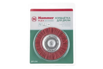 Кордщетка HAMMER плоская 100мм для дрели нейлон (207-214) купить в Урае