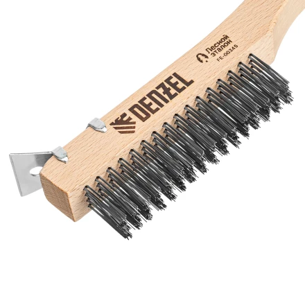 Щетка зачистная 4-х рядная, проволока из нержавеющей стали с деревянной ручкой скребок, EFP// Denzel 74847 купить в Урае