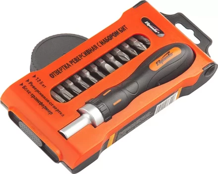 Отвертка реверсивная с набором бит, CrV, 12шт SPARTA 11347 купить в Урае