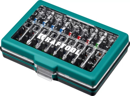 Набор бит и адаптеров KRAFTOOL C-Drive многофункциональный, Cr-Mo сталь, в ударопрочном компактном боксе. Цветная маркировка типов шлицов 26067-H71 купить в Урае