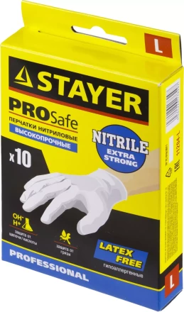Перчатки STAYER &quot;PROFI&quot; нитриловые экстратонкие, L, 10шт 11204-L купить в Урае