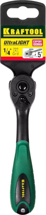 Трещотка для торцовых головок KRAFTOOL &quot;EXPERT&quot;, Сr-V сталь, 72 зубца, пластиковое покрытие, 1/4&quot; 27796-1/4_z02 купить в Урае
