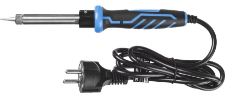 Паяльник ЗУБР &quot;ПРОФЕССИОНАЛ&quot; с двухкомпонентной рукояткой и защитным колпачком в наборе с припоем и подставкой, 60Вт, конус 55402-60_z01 купить в Урае