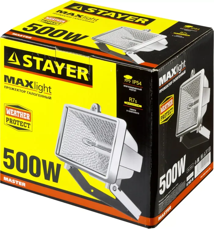 Прожектор STAYER "MASTER" MAXLight галогенный, с дугой крепления под установку, белый, 500Вт 57103-W купить в Урае