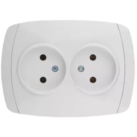 Розетка СВЕТОЗАР &quot;CITY LIGHT&quot; двойная в сборе, без заземления, цвет белый, 16А/~250В SV-54202-W купить в Урае