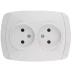 Розетка СВЕТОЗАР &quot;CITY LIGHT&quot; двойная в сборе, без заземления, цвет белый, 16А/~250В SV-54202-W купить в Урае