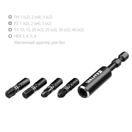 Набор ударных торсионных бит KRAFTOOL Impact, Cr-Mo-V-Nb сталь 26066-H32 купить в Урае