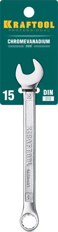 Ключи комбинированные KRAFTOOL, Cr-V, DIN 3113 27079-15 купить в Урае