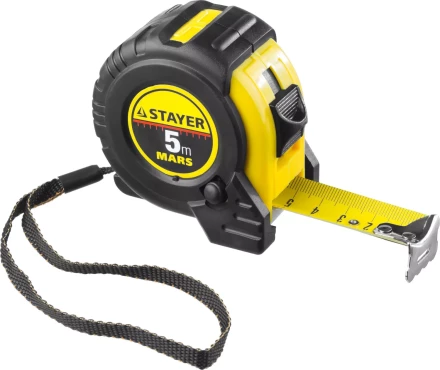 Рулетка STAYER &quot;PROFI&quot; &quot;MARS&quot;, обрезиненный корпус, утолщенное полотно, 5мх25мм 34131-05-25_z01 купить в Урае