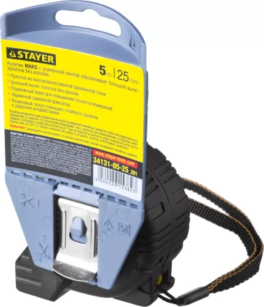 Рулетка STAYER &quot;PROFI&quot; &quot;MARS&quot;, обрезиненный корпус, утолщенное полотно, 5мх25мм 34131-05-25_z01 купить в Урае