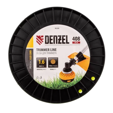 Леска для триммера круглая, 1,6мм х 408м, на DIN катушке FLEX CORD, Denzel 96268 купить в Урае