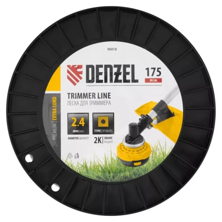 Леска для триммера двухкомпонентная квадрат, 2,4мм х 175м, на DIN катушке EXTRA CORD// Denzel 96818 купить в Урае