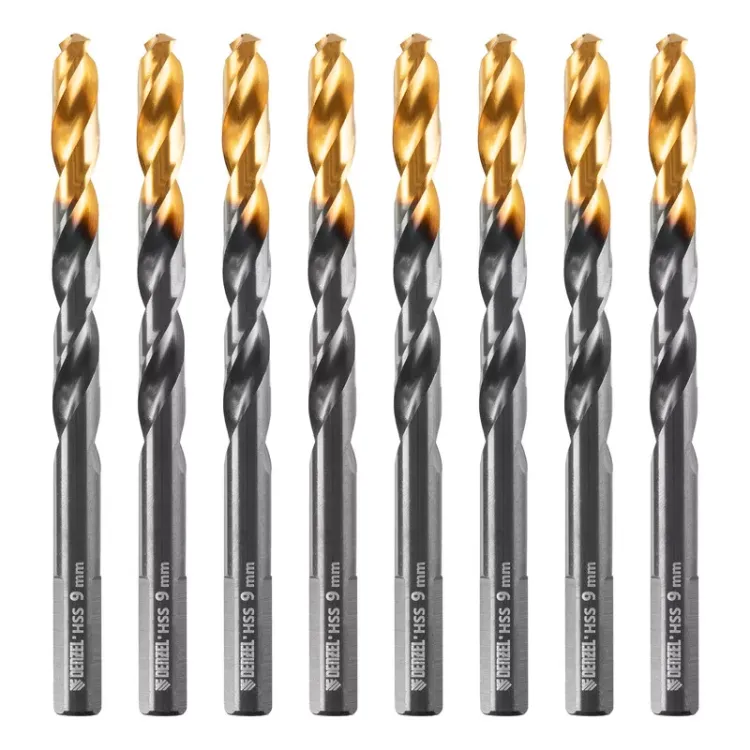 Сверло по металлу, 9 мм, HSS-Tin, Golden Tip, 8 шт. Denzel 717221 купить в Урае