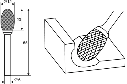 Борфреза Овальная E 6х12 Энкор 21707 купить в Урае