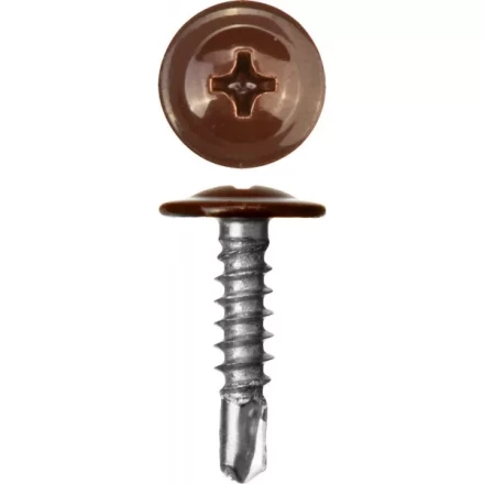 Саморезы ЗУБР с прессшайбой и сверлом по листовому металлу до 2мм, окрашенные в RAL-8017, PH2, 4,2х16мм, 500шт 300211-42-016-8017 купить в Урае