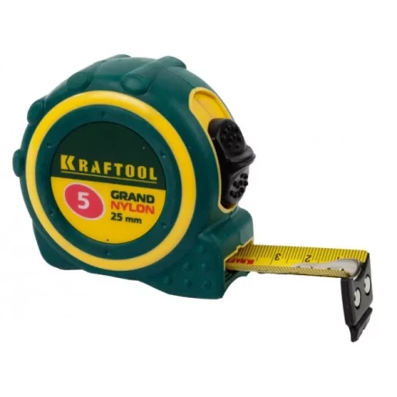 Рулетка KRAFTOOL &quot;GRAND&quot;, двухкомпонентный корпус, двусторонняя шкала, нейлоновое покрытие, 5мх25мм 3412-05_z01 купить в Урае