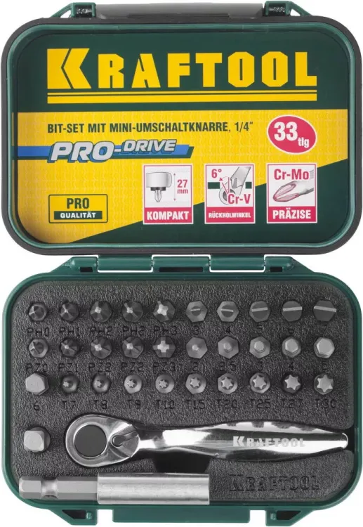 PRO. Наборы в боксе: БИТЫ KRAFTOOL PRO-Drive 26157-H33 купить в Урае